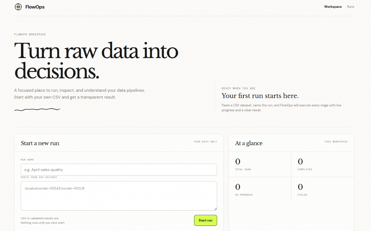 FlowOps workspace preview